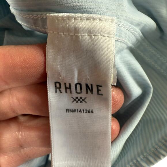 Rhone Commuter Shirt Men's Classic Fit Blue Striped L Stretch Preppy Prep Career - Picture 4 of 8